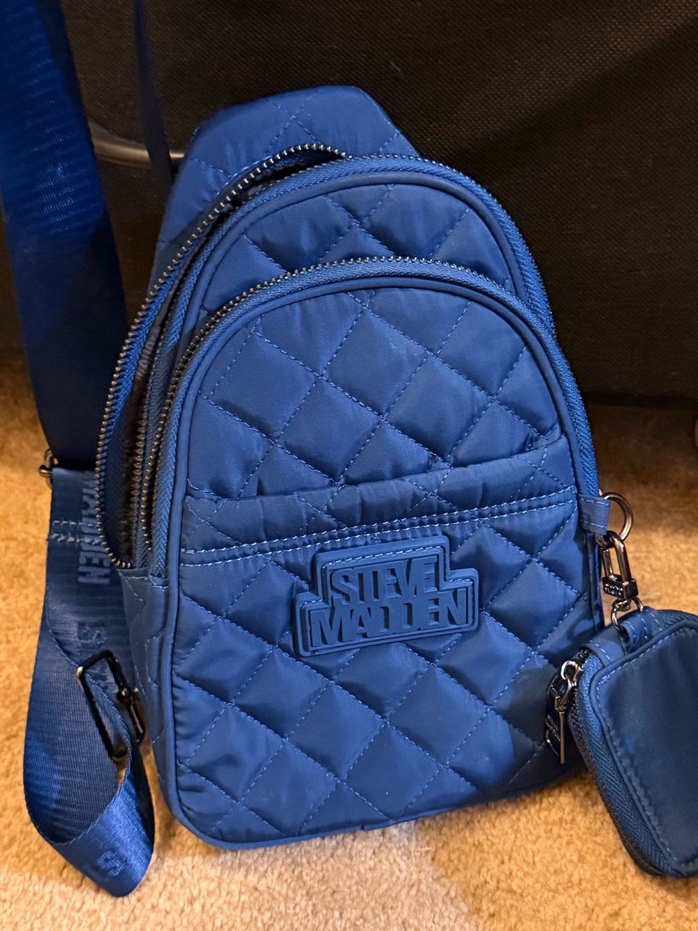 Steve Madden Quilted Mini Backpack in Royal Blue
